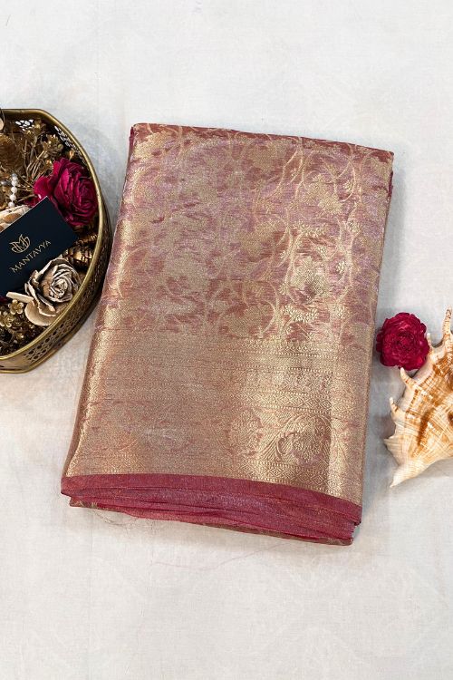Pink Brocade Tissue Silk Saree