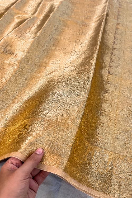 Molten Golden Brocade Tissue Silk Sar