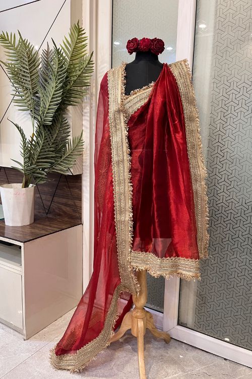 Red Tissue Silk Dupatta