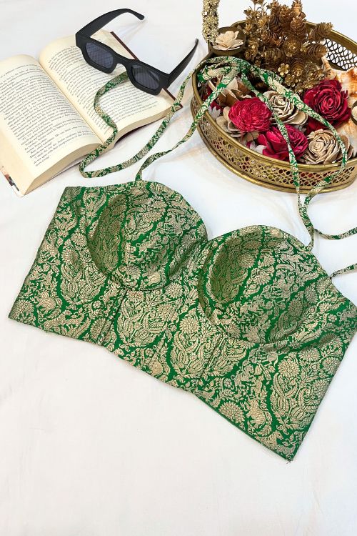Green Banarasi Brocade Corset